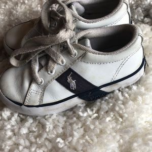 White and navy polo tennis shoes. Size 9